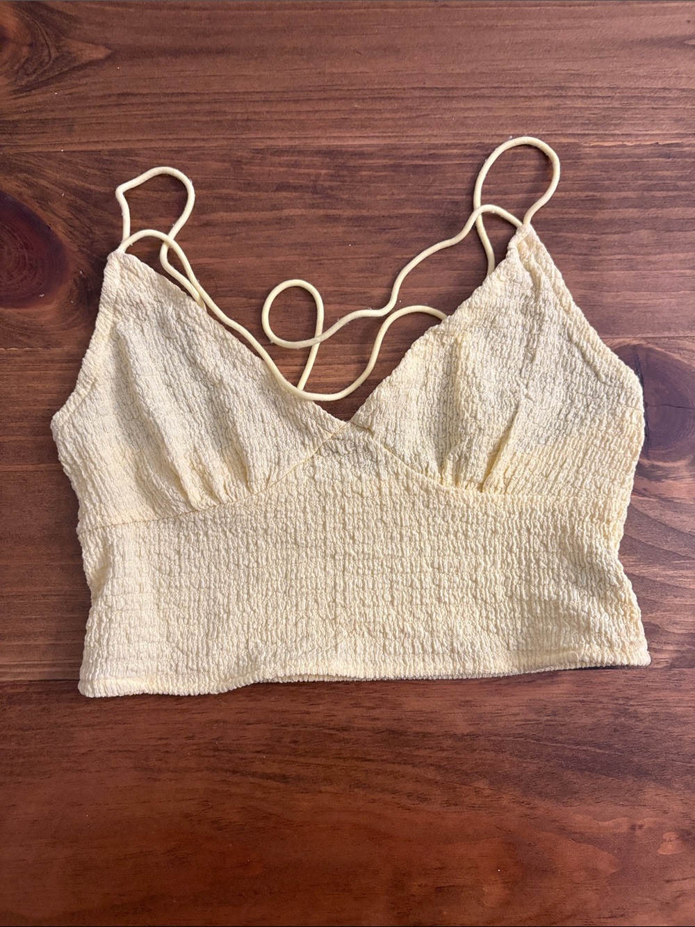 SHEIN Pale Yellow Smocked Bralette